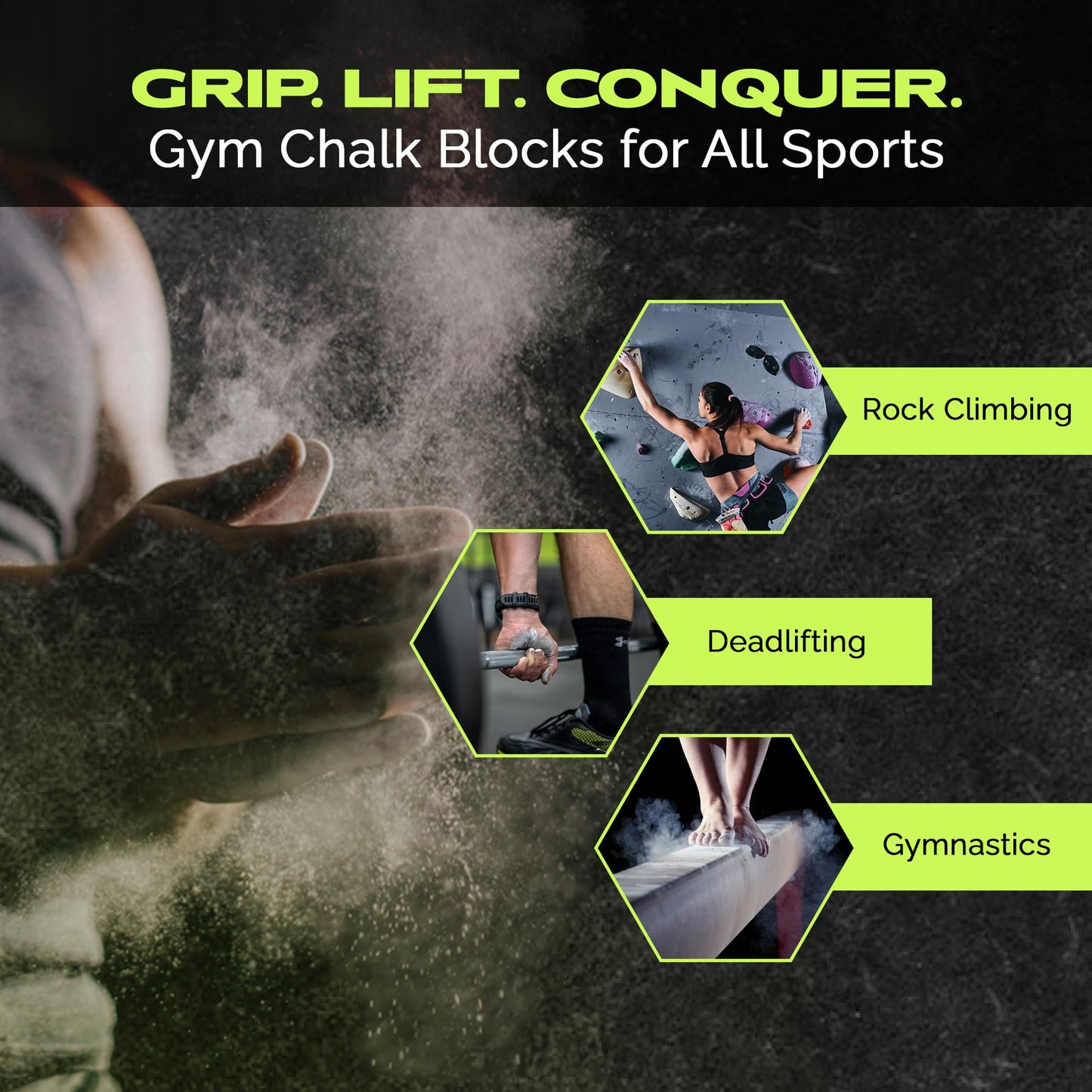 Rage Fitness Gym Chalk Block (2oz), Magnesium Carbonate Athletic Chalk Block for Excellent Grip, Gym Workout Grip Chalk, Weightlifting, Gymnastics, Rock Climbing White