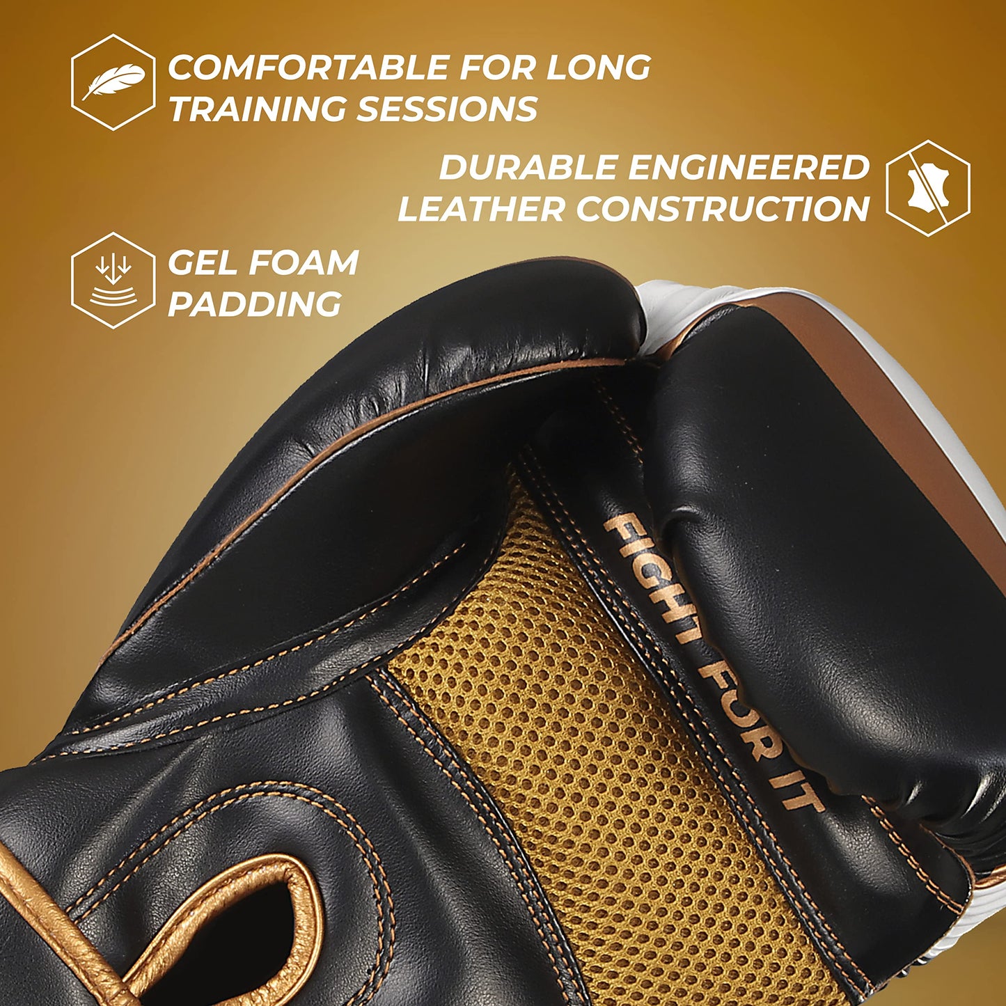 Sanabul Essential Gel Boxing Gloves | Kickboxing Gloves | Punching Bag Gloves For Men and Women, Black/Copper 16 oz